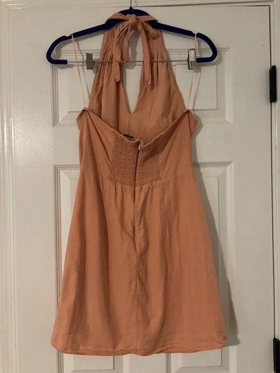 Abercrombie & Fitch Pastel Orange Halter Mini Dress Size M - Picture 2 of 3